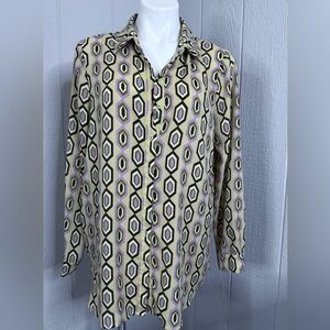Pleione Striped Blouse in Tan and Gray